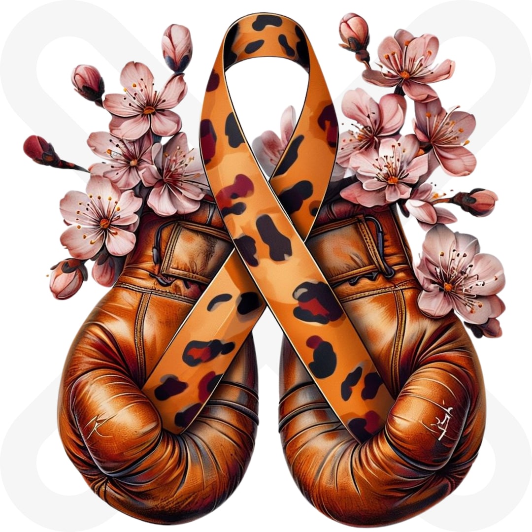 Fight Orange Ribbon With Boxing Gloves Leukemia Cancer Png,leukemia ...