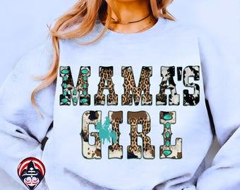 Leopard Mama's Girl Png, Gemstone Turquoise, Western PNG, Sublimation Designs Downloads,Digital Download, Mama png, Girl png, Cowhide png