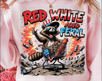 Two Red White and Feral Cute png, grappig VS-shirt, shirt grappig wasbeer, 4 juli digitale download, wilde png, hotdog wasbeer png, Merica png