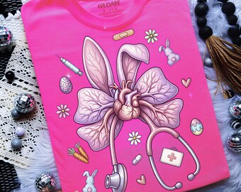 Cardiologist Easter Nurse Coquette PNG, Stethoscope Bunny Ears, Cardiac Happy Easter Sublimation