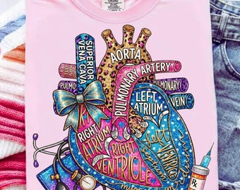 Inflated Heart Anatomy Nurse PNG, Cardiac Nursing Student Sublimation, Anatomical Cardiologist Shirt Design