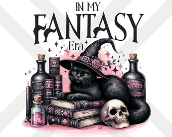 1 ピンクゴシックハロウィン昇華PNGクリップアート、私のファンタジー時代、ハロウィン魔女昇華Tシャツトレンディホラー、黒猫ハロウィンPNG