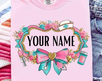 Personalized Nurse Leopard Print Nursing Sublimation, Floral Nurse Life Custom Name PNG