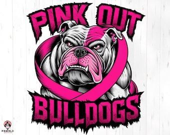 Pink Out Bulldogs Svg Png,Sensibilizzazione sul cancro al seno Svg PNG Bulldogs Spirit Football Pink Out Bulldogs Maglietta rosa Sport Pink Out 108 png GRATIS