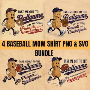 4 Baseball Mom Shirt PNG & SVG Bundle Niedlicher Retro Baseball Mama Design Geschenk für Mama, Mom Shirt Design, Bring mich zum Ballspiel PNG svg