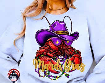Cowboy Mardi Gras Crawfish Png,Crawfish Png,Mardi Gras Png,Fleur de Lis Png,Sublimation Designs Download,Mardi Gras Sublimation,LouisianaPng