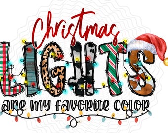 Luces navideñas SVG, mi color favorito (Png), luces, Navidad (Png), árbol de Navidad, sublimación navideña, descarga digital, diseño de sublimación