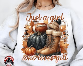 Boho Just a Girl Who Loves Fall Png Shirt,Pumpkin Football Png,coquette bow png,Autumn Png,Pumpkin season Png,Fall Shirt Sublimation Designs