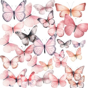 WATERCOLOR Butterfly Clipart,Commercial use, Flowers clipart, 49 png files with Transparent Background, Spring, Garden Clipart, flower
