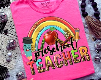 SVG Preschool Teacher png sublimation design download, Teacher's Day png, back to school png, Teacher life png, sublimate designs download