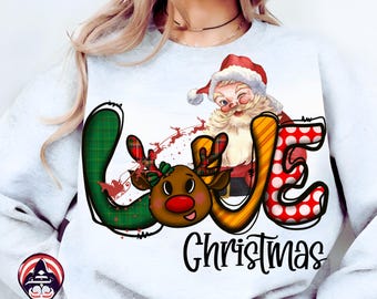 Papá Noel navideño (PNG), diseño de sublimación, descarga digital, sublimación, impresión DTG, Papá Noel navideño, Navidad (PNG)