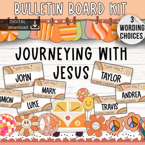Back to school bulletin board | Christian bulletin board | Jesus  classroom kit | September august bulletin decor | retro class decor