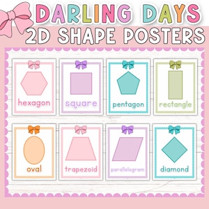 Coquette 2D Shapes Poster Set: Pastel Classroom Math Decor (PDF Download)