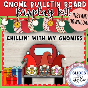 Gnome bulletin board | Christmas Bulletin Board Decor | red truck bulletin board | Winter Gnome Bulletin Board | Gonk bulletin kit |