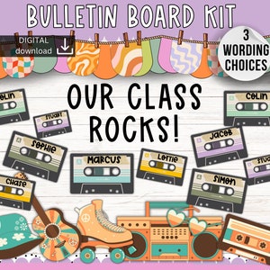 Welcome back bulletin board | Music Retro bulletin board | new year Bulletin Board | groovy classroom display | cool funky Bulletin kit