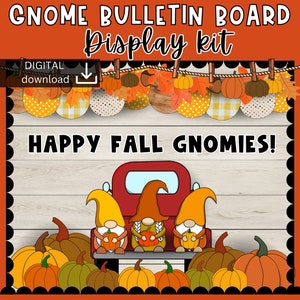 Thanksgiving Bulletin Board Kit |  gnome Decor for Thanksgiving | Digital Download | Fall Bulletin Board Display | gnome bulletin board