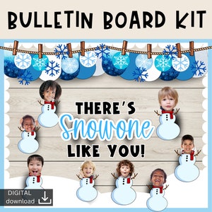 Kit de tablón de anuncios con muñeco de nieve / Decoración de aula para el invierno / Descarga digital / Exhibición de tablón de anuncios nevado / Kit de tablón de anuncios navideño