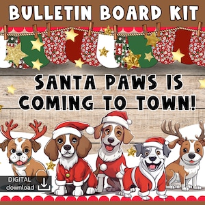 Dogs bulletin board | Christmas Classroom Decor Printable | puppy Bulletin Board Decor | festive class board | cute display kit | printable