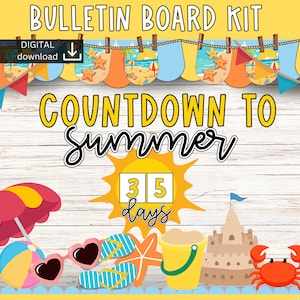 Sommer-Countdown-Bulletin-Board | Schwarzes Brett zum Jahresende | Schwarzes Brett am Meer | Urlaubs-Pinnwand-Set |
