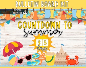 summer countdown Bulletin Board | end of year bulletin board | seaside bulletin board | vacation bulletin board kit |