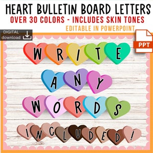 letras para quadros de avisos imprimíveis | letras de exibição do dia dos namorados | alfabeto do quadro de avisos | amo letras de coração | lindo kit de letras