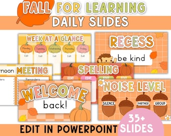 Fall Daily Slides: Editable PowerPoint Templates for Teachers (Digital Download)