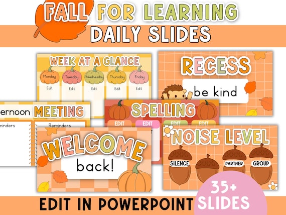 Fall Daily Slides: Editable PowerPoint Templates for Teachers (Digital Download)