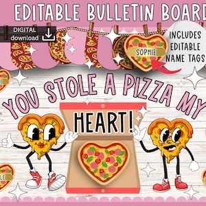 valentine bulletin board | pizza bulletin kit | February display board | love display kit | editable bulletin | food bulletin board |