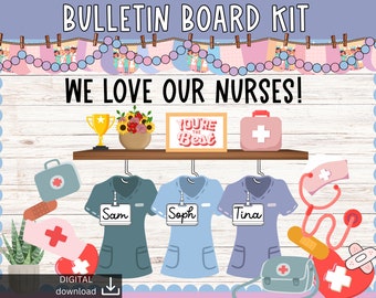 Nurse bulletin board | Nurse appreciation day Bulletin | School Nurse Door Display | Nurse Office Decor | We love our nurses station