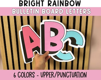 Rainbow Alphabet Bulletin Board Kit: Bright Classroom Decor (PDF Download A-Z Letters)