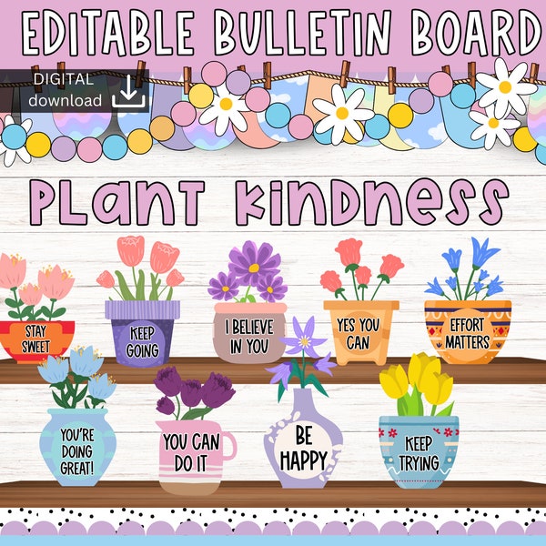 Tablón de anuncios de primavera verano / Tablón de anuncios de salud mental / tablón de anuncios en crecimiento / tablón de anuncios de flores / decoración positiva /