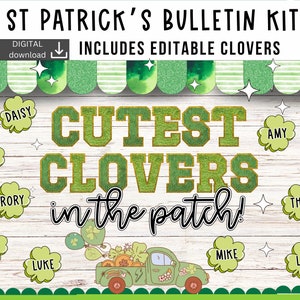 St Patrick’s day Bulletin Board | clovers bulletin board | easy bulletin board | march bulletin board kit | pastel bulletin board | editable