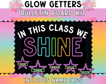 Neon Classroom Bulletin Board Kit: Retro Funky Decor (PDF Download