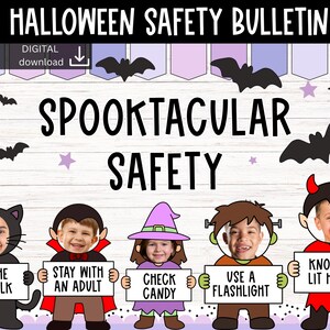 Halloween Safety Bulletin Board Kit: Editable Classroom Activity (Digital Download)