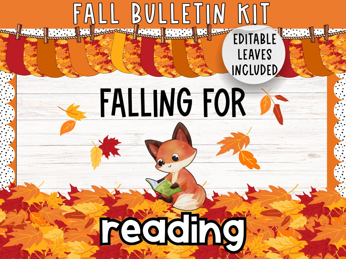 Library Fall Paper Decor Fall Reading Bulletin Board | Library Bulletin Board | Autumn Book Nook ...