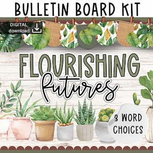 new year bulletin board | January classroom Decor | plants Bulletin Board | Positive classroom display | growth mindset bulletin |