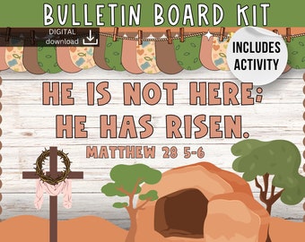 Easter bulletin board | christian Bulletin Board | religious bulletin board | He is risen bulletin board | scripture bulletin board kit