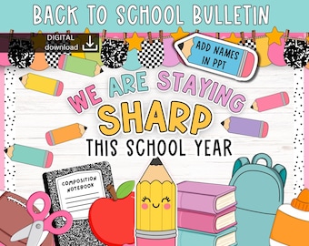 Back to School Bulletin Board Kit | Pencil Theme, Editable Names (Digital Download)