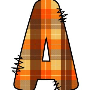 K&ouml;nnte beinhalten: Orangefarbener und brauner karierter Buchstabe A mit wei&szlig;em Umriss und gen&auml;hten Kanten.
