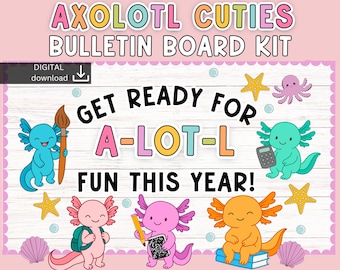 Axolotl bulletin board | Back to school bulletin board | new year Bulletin Board | cute beach ocean classroom display | under the sea decor