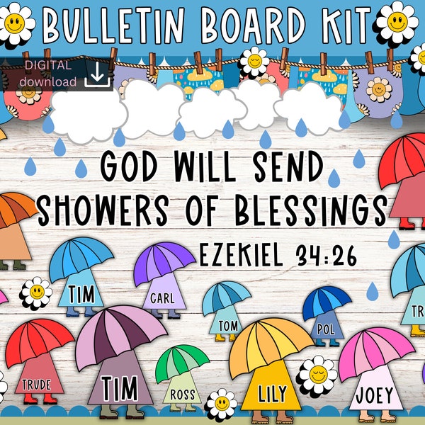 Tablón de anuncios cristiano / Boletín de la iglesia / Kit para el aula de abril a mayo / Kit para el tablón de anuncios de fe / Tablón de anuncios religioso / Boletín de Jesús