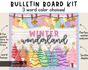Tablón de anuncios de Navidad / Tablón de anuncios del árbol de Navidad / Tablón de anuncios fácil / Tablón de anuncios de diciembre / kit de tablón de anuncios en colores pastel