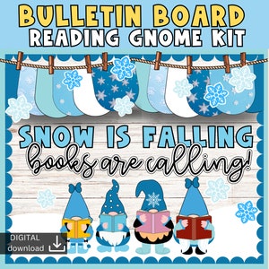 reading bulletin board | reading corner display | gnome Bulletin Board | winter display board | festive classroom | bulletin board kit
