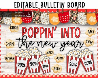 new year bulletin board | popcorn bulletin board | new year classroom decor | January bulletin board | fun bulletin board | easy bulletin
