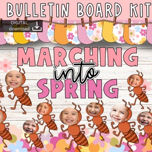 March Bulletin Board | Spring bulletin board | easy bulletin board | Childrens faces bulletin board kit | pastel bulletin board |pre-k