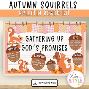 Religious Fall Bulletin Board | Autumn Christian bulletin board | woodland Scripture bulletin board | faith bulletin board kit |