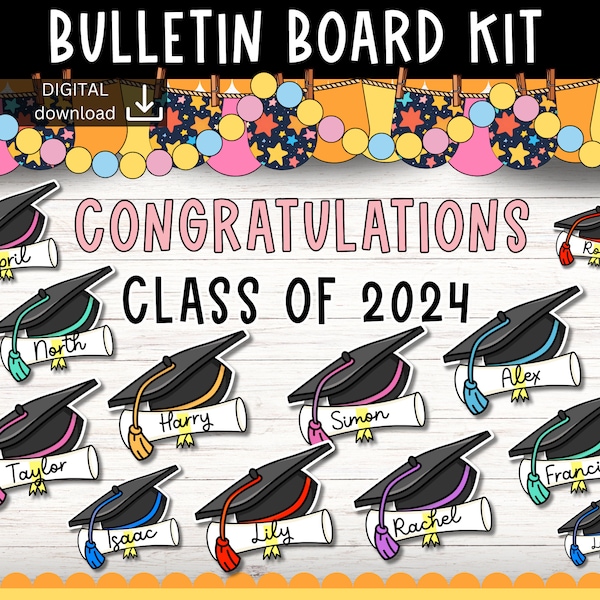 Graduation bulletin board | Class of 2024 Bulletin Board | end of the year bulletin board | memories bulletin board | graduation decor