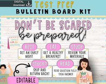 Test Prep Bulletin Board | Finals bulletin | exam success| exam decor | positive thinking bulletin board kit | motivational bulletin |