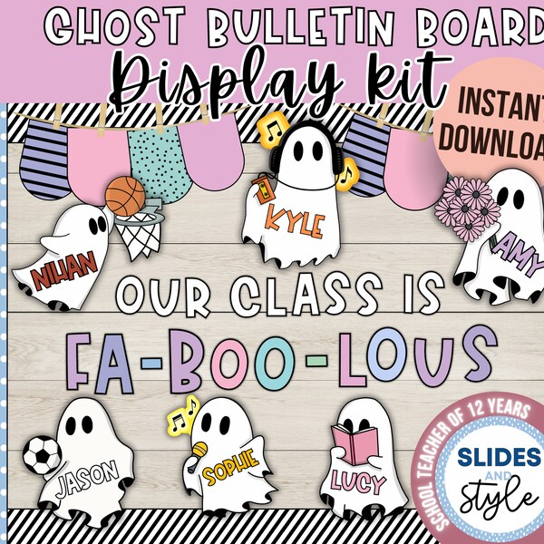 Boo Crew Bulletin Board Kit | Pastell Halloween Dekor Pinnwand | Digitaler Download | Niedliche Geister Halloween Display Pre Made |