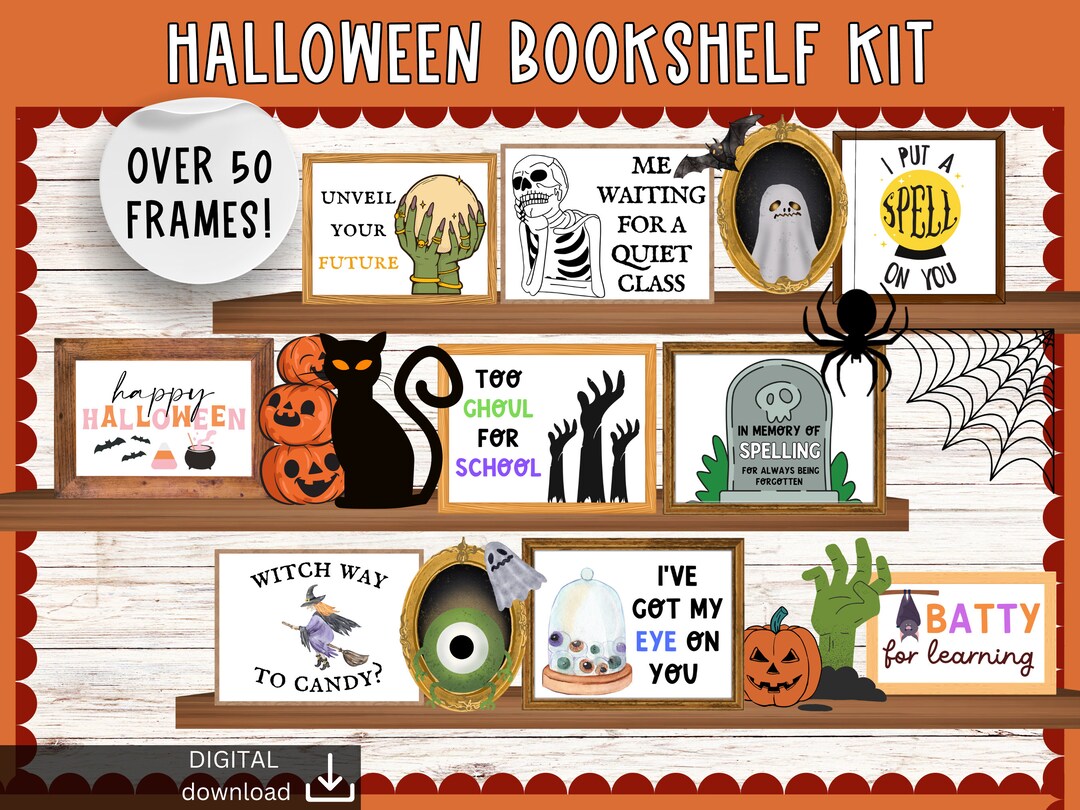 Halloween Shelves Bulletin Board | Spooky Classroom Decor | Halloween ...